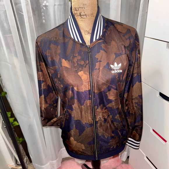 Adidas Women's Foliage Track Jacket - Brown and Navy size S - Picture 2 of 7
